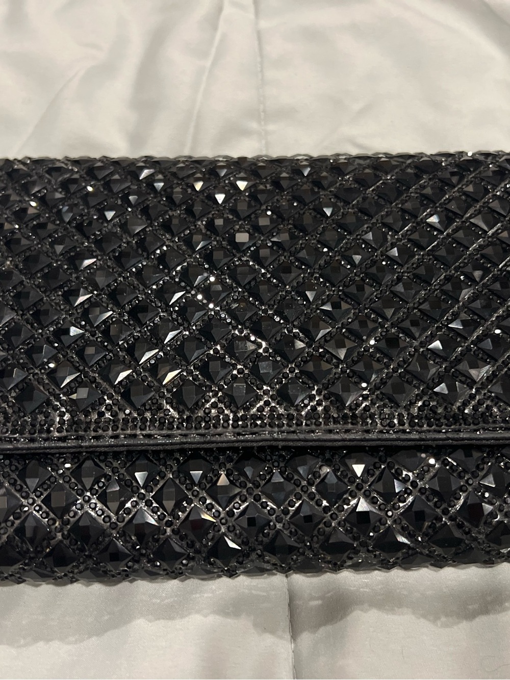 Elegant Black Crystal-Embellished Women's Clutch